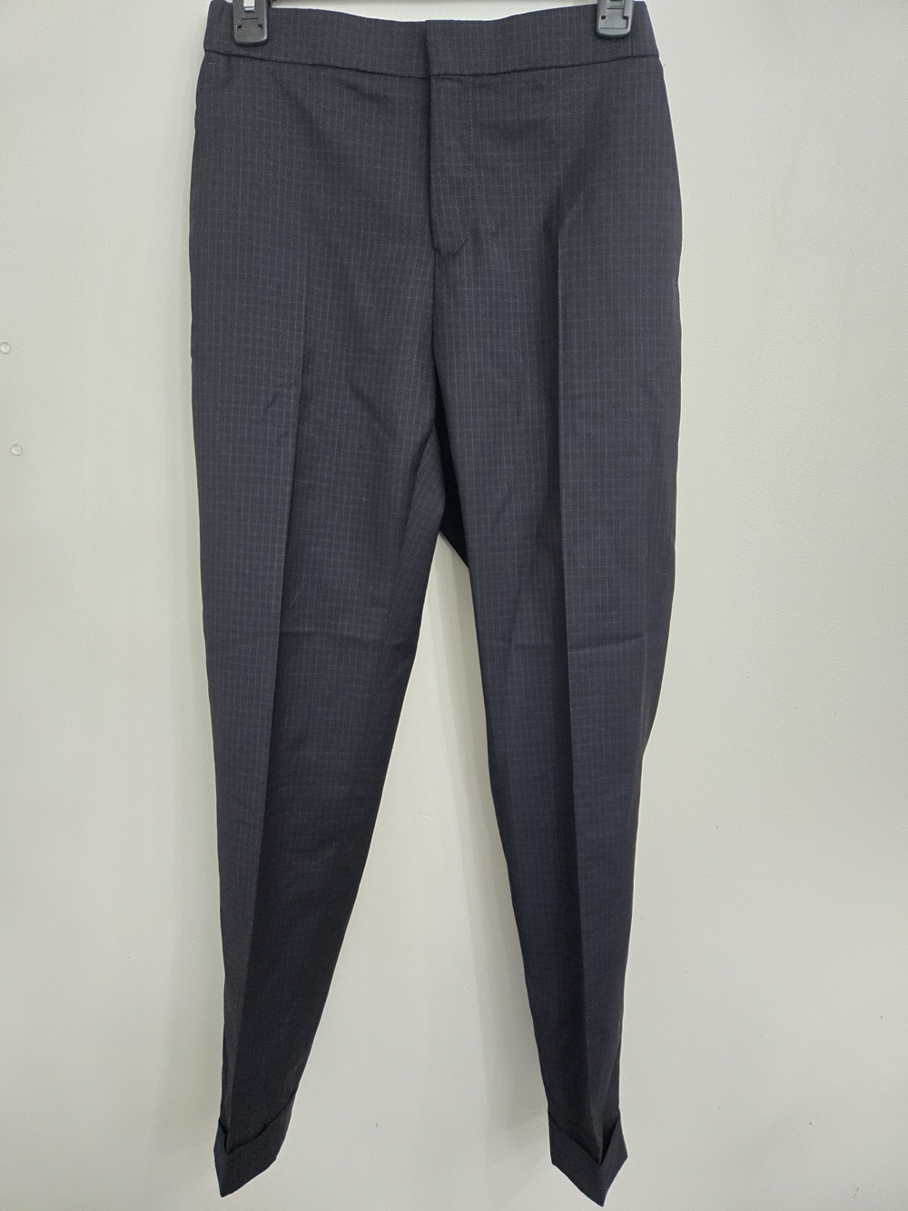 The Kooples Paris Men's Wool Tailored Dress Pants - Navy Grid EU 44, 30in Waist